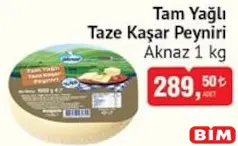 AKNAZ TAM YAĞLI TAZE KAŞAR PEYNİRİ 1 KG